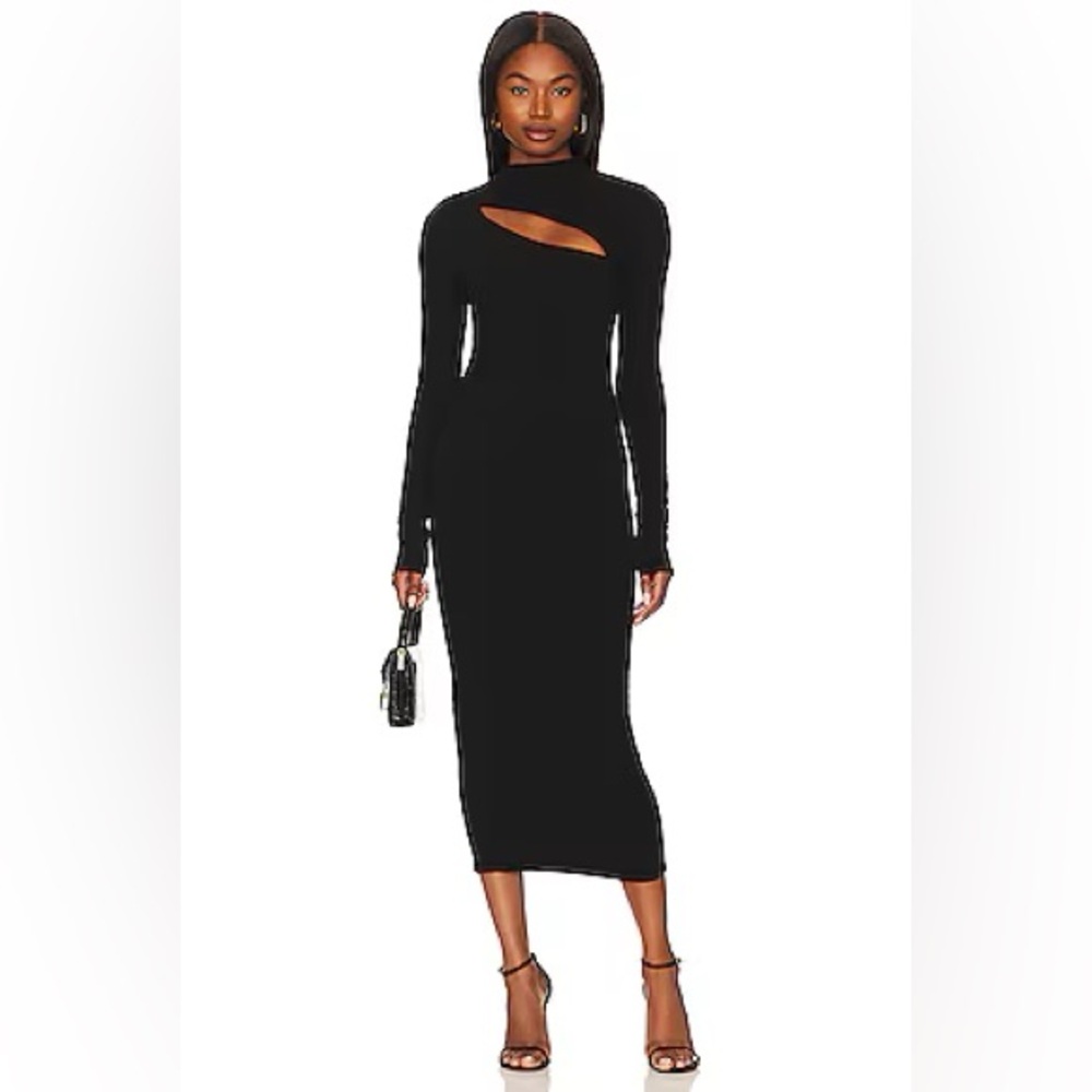 Good American slit funnel midi dress